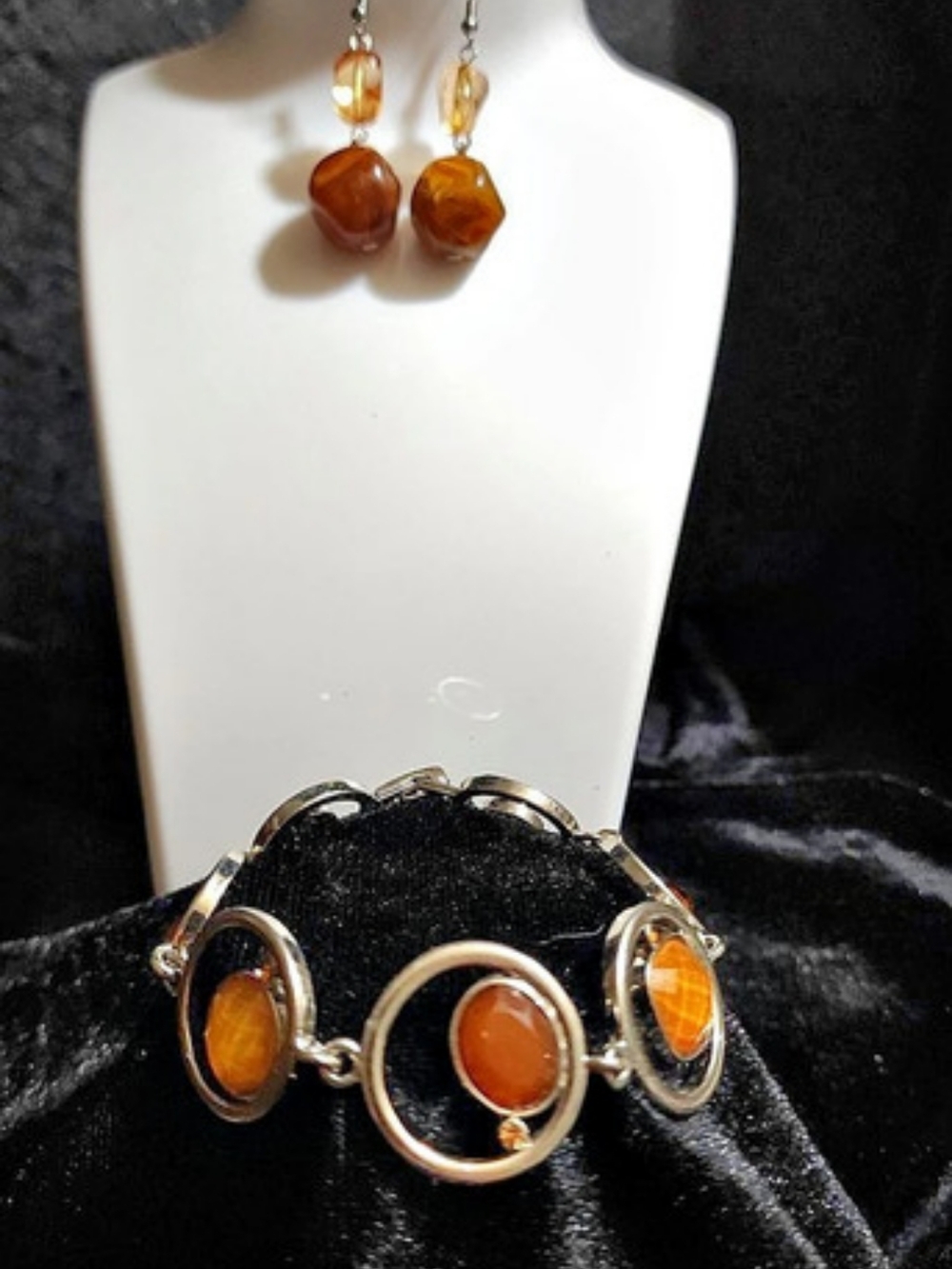 Lia Sophia Brown Stone Earrings & Bracelet
